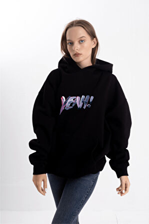 Unisex Oversize YEAH! Kapüşonlu Sweatshirt