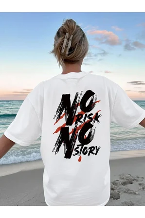 Unisex No Rısk No Story Baskılı Tasarım Tshirt