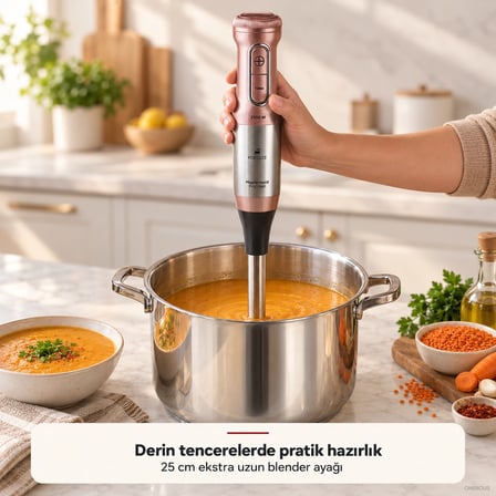 Karaca 2500 W Güçlü 6’sı 1 Arada Cam Hazneli Mutfak Robotu, 25 cm Uzun Altı Bıçaklı Blender Ayağı