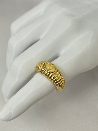 Gold Kalp Detaylı Bombeli Yüzük - Pinterest Model Vintage Tasarım Altın Standart