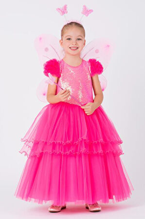 Pamina Fuchsia Kız Çocuk Peri Kostümü 3-7 Yaş Fuşya