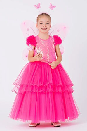 Pamina Fuchsia Kız Çocuk Peri Kostümü 3-7 Yaş Fuşya