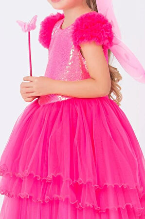 Pamina Fuchsia Kız Çocuk Peri Kostümü 3-7 Yaş Fuşya