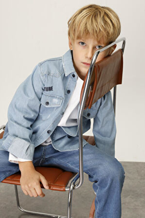 Jena Erkek Çocuk Kot Gömlek 6-14 Yaş Mavi