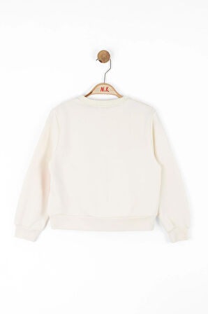 Nk Kız Çocuk Batik Sweatshirt 4-8 Yaş Krem