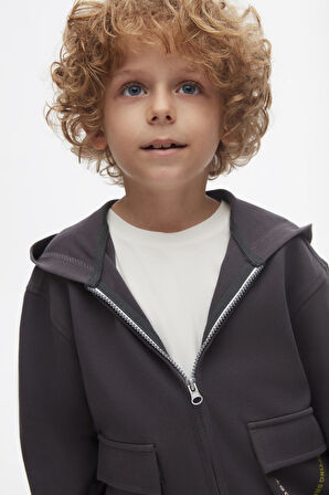 Nk Erkek Çocuk Steel Fermuarlı Hırka 4-8 Yaş Antirasit