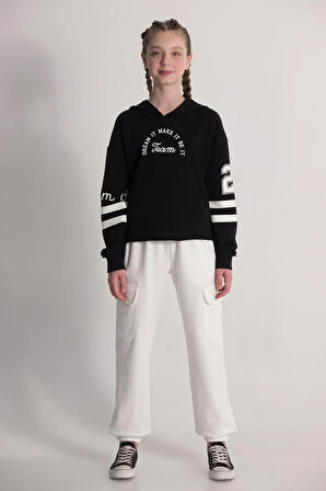 Dmb Kız Çocuk Kolej Sweatshirt 9-14 Yaş Siyah