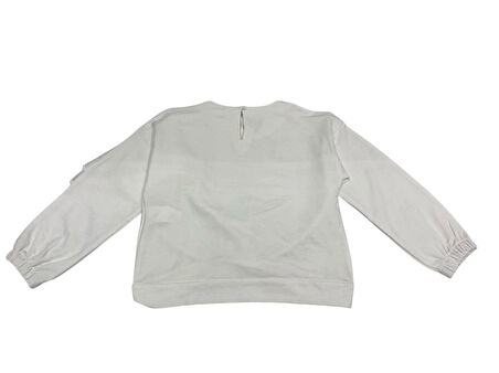 Cikoby Kız Çocuk Fırfırlı Sweatshirt 3-8 Yaş Ekru