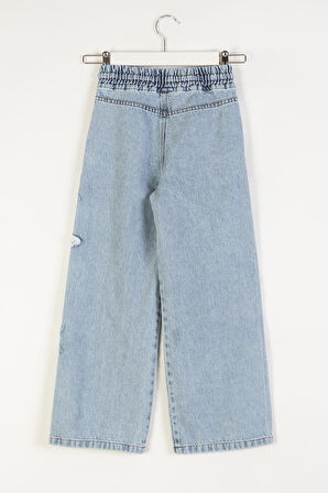 Dmb Kız Çocuk Yıldız Baskılı Kot Pantolon 4-9 Yaş Mavi