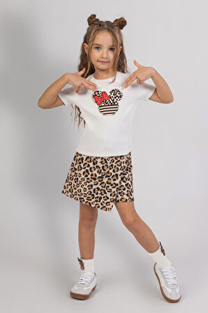 Dmb Kız Çocuk Baskılı Badi 4-9 Yaş Ekru