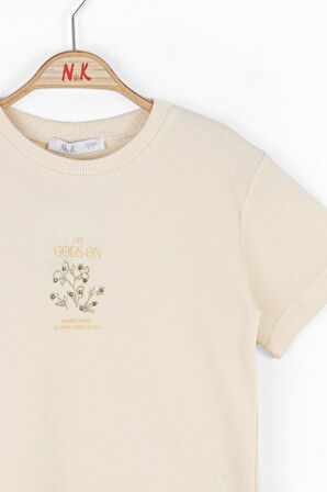 Nk Kız Çocuk Joy Tshırt 4-8Yaş Bej