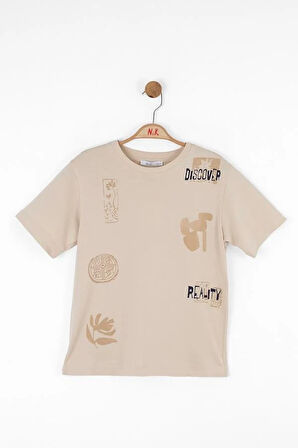 Nk Erkek Çocuk Discover Tshirt 8-14 Yaş Krem