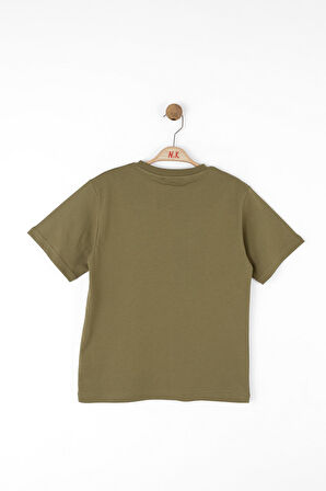 Nk Erkek Çocuk Motif Desen Tshirt 8-14 Yaş Haki
