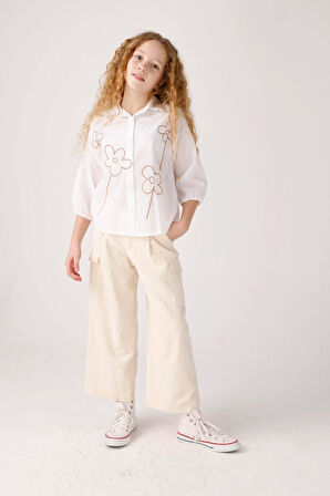 Jena Kız Çocuk Natural Pantolon 7-14 Yaş Krem