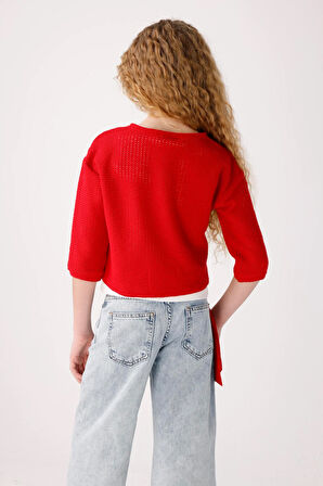 Jena Kız Çocuk Triko Sweatshirt 8-14 Yaş Kırmızı