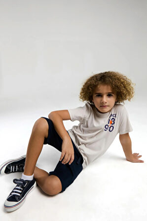 U.S. Polo Erkek Çocuk Sırt Baskılı Şortlu Takım 4-15 Yaş TAŞ