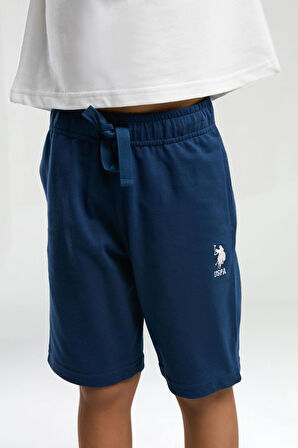 U.S. Polo Erkek Çocuk Sırt Baskılı Şortlu Takım 4-15 Yaş Beyaz