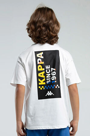 Kappa Erkek Çocuk Sırtı Baskılı Tshirt 5-16 Yaş Beyaz