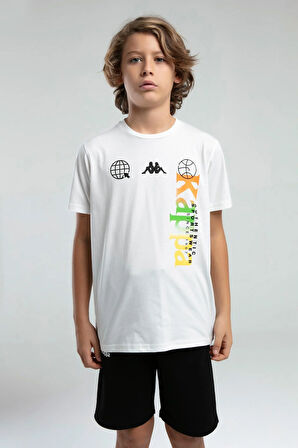 Kappa Erkek Çocuk Baskılı Tshirt 5-16 Yaş Beyaz