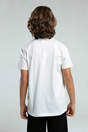 Kappa Erkek Çocuk Baskılı Tshirt 5-16 Yaş Beyaz