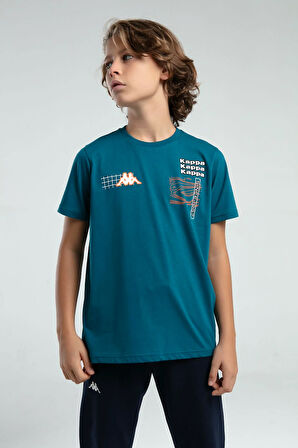 Kappa Erkek Çocuk Baskılı Tshirt 5-16 Yaş Petrol