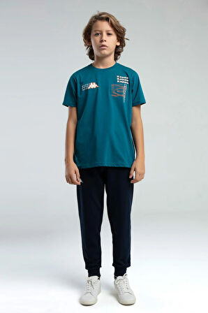 Kappa Erkek Çocuk Baskılı Tshirt 5-16 Yaş Petrol