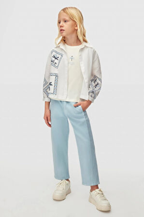 Nk Kız Çocuk Camella Gömlek 8-14 Yaş Ekru