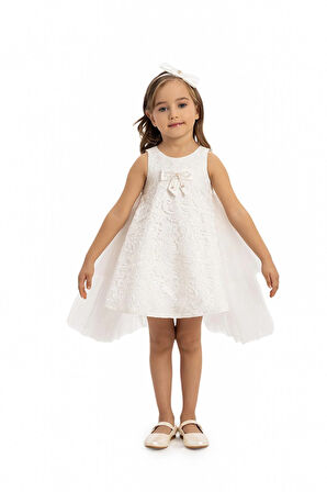 Pamina Kız Bebek Dantel Tül Elbise 6-24 Ay Ekru