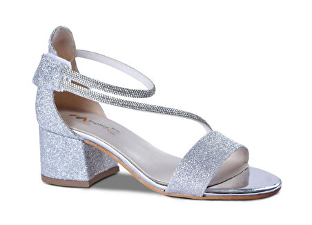 Moomy Abiye Topuklu Ayakkabı 26-30 Numara Gümüş