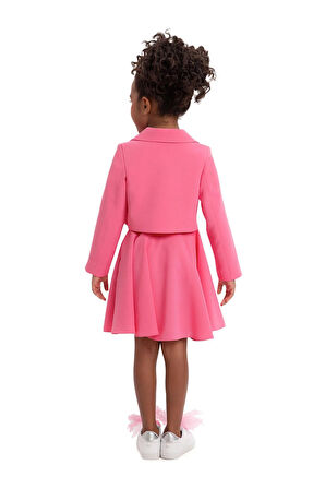 Pamina Kız Çocuk Blazer Etekli Takım 3-7 Yaş Pembe