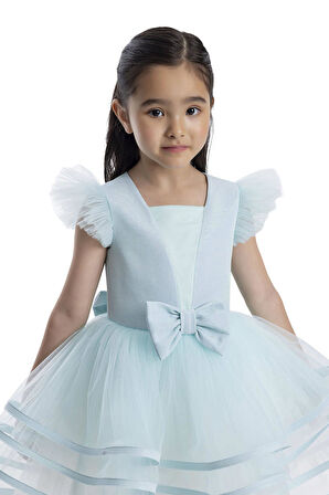 Pamina Kız Çocuk Fırfırlı Elbise 3-7 Yaş Mint