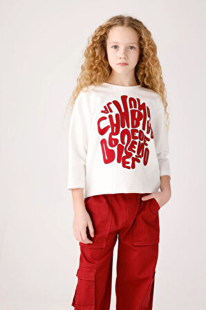 Jena Kız Çocuk Oversize Sweatshirt 8-14 Yaş Ekru