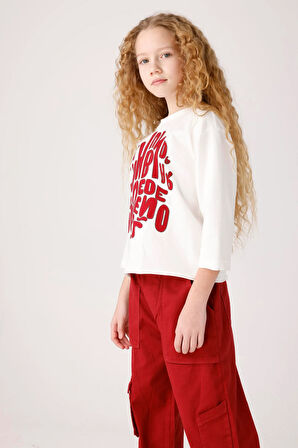 Jena Kız Çocuk Oversize Sweatshirt 8-14 Yaş Ekru