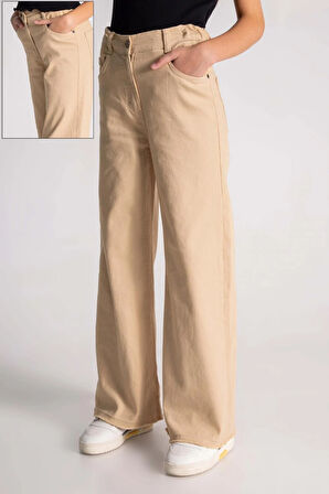 Dmb Kız Çocuk Dokuma Pantolon 9-14 Yaş Bej