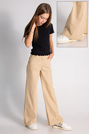 Dmb Kız Çocuk Dokuma Pantolon 9-14 Yaş Bej