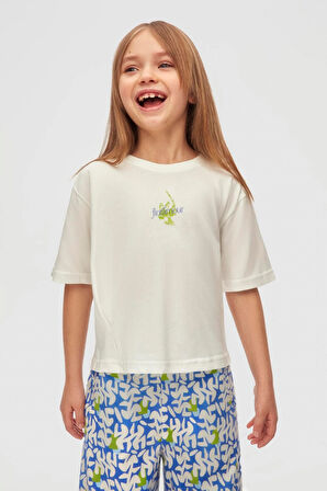 Nk Kız Çocuk Grass Tshirt 4-8 Yaş Ekru