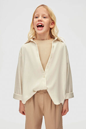 Nk Kız Çocuk Peçli Gömlek 8-14 Yaş Krem