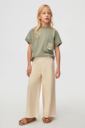 Nk Kız Çocuk Asimetrik Cepli Tshirt 8-14 Yaş Yeşil