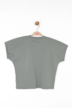 Nk Kız Çocuk Asimetrik Cepli Tshirt 8-14 Yaş Yeşil