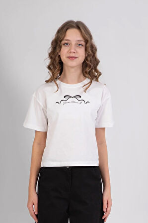 Dmb Kız Çocuk Baskılı Tshirt 9-14 Yaş Ekru