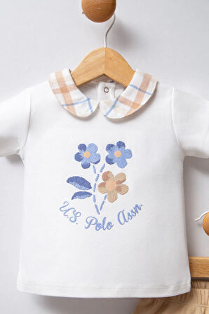 Us Polo Kız Bebek Şortlu Takım 6-36 Ay Ekru