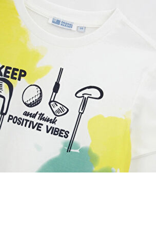 Orginal Marines Erkek Çocuk Baskılı Tshirt 2-9 Yaş Ekru