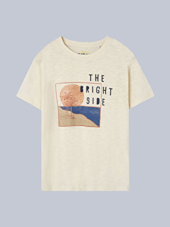 Losan Erkek Çocuk Baskılı Tshirt 2-7 Yaş Ekru