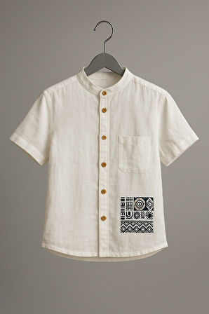 Jena Erkek Çocuk Hakim Yaka Gömlek 3-8 Yaş Ekru