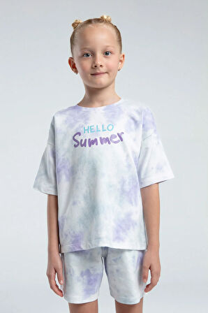 Rolypoly Kız Çocuk Batik Şortlu Takım 2-15 Yaş Lila