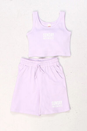 Dmb Kız Çocuk Kaşk Badili Şortlu Takım 4-9 Yaş Lila