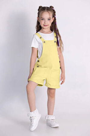 Dmb Kız Çocuk Gabardin Şortlu Tulum 4-9 Yaş Sarı