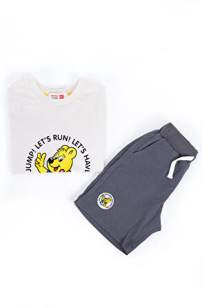 Haribo Erkek Çocuk Baskılı ŞortluTakım 2-8 Yaş Bej