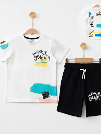 Marcoera Erkek Çocuk Baskılı Şortlu Takım 4-12 Yaş Siyah