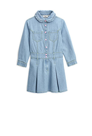 Original Marines Kız Çocuk Denim Elbise 3-8 Yaş Mavi